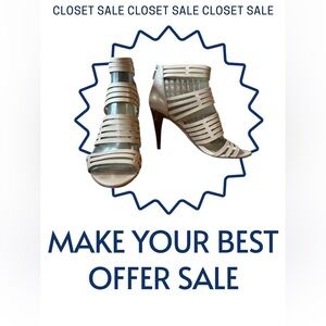Enzo Angiolini | Cream/tan leather | Beehive sandal heels |  size 8